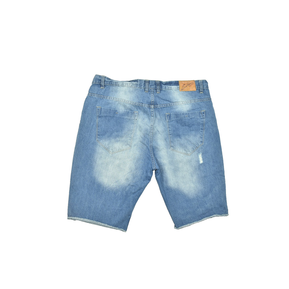 Evolution In Design Men's Blue Distressed Denim Jean Shorts Size 44 Cut Off Hem